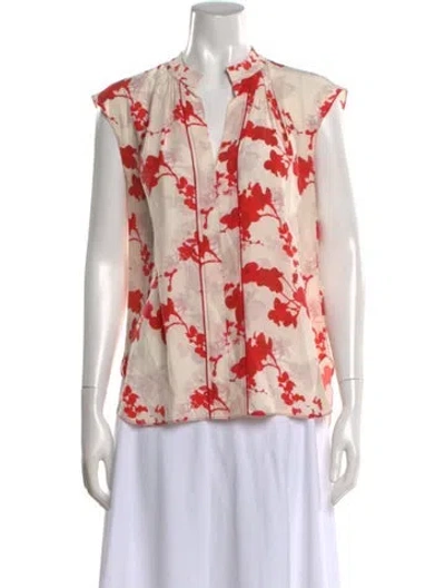 Pre-owned Charlotte Brody Silk Floral Print Blouse In Multi