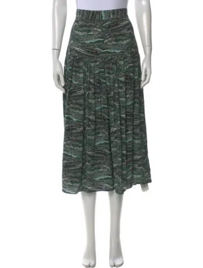 Pre-owned Charlotte Brody Silk Midi Length Skirt In Green