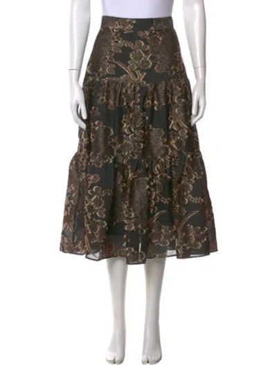Pre-owned Charlotte Brody Silk Midi Length Skirt In Multi