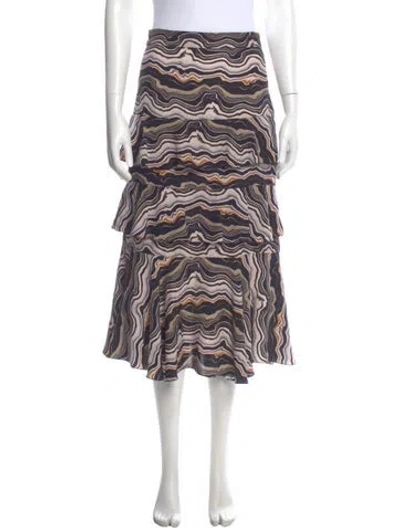 Pre-owned Charlotte Brody Silk Midi Length Skirt In Multi