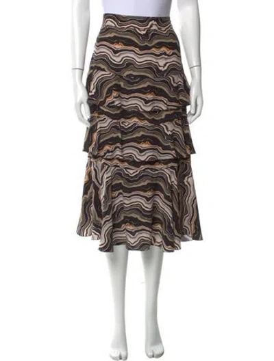 Pre-owned Charlotte Brody Silk Midi Length Skirt In Multi