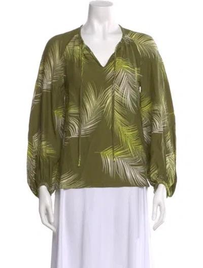 Pre-owned Charlotte Brody Silk Printed Blouse In Green