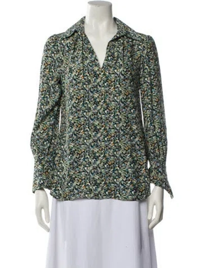 Pre-owned Charlotte Brody Silk Printed Blouse In Multi
