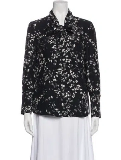 Pre-owned Charlotte Brody Silk Printed Button-up Top In Blue