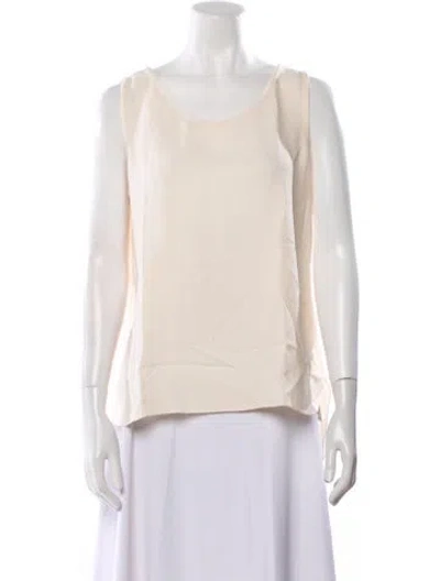 Pre-owned Charlotte Brody Silk Scoop Neck Blouse In Neutral