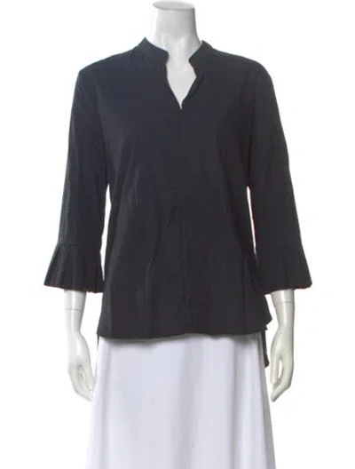 Pre-owned Charlotte Brody Silk Three-quarter Sleeve Blouse In Black