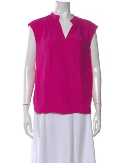 Pre-owned Charlotte Brody Silk V-neck Blouse In Pink