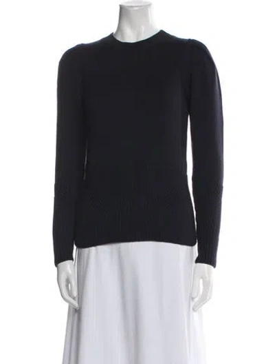 Pre-owned Charlotte Brody Virgin Wool Crew Neck Sweater In Blue