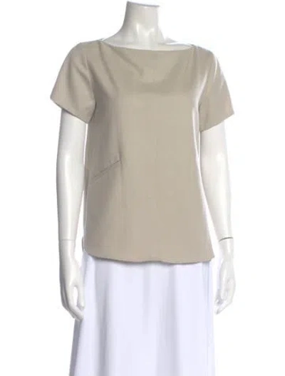 Pre-owned Charlotte Brody Wool Bateau Neckline Top In Neutral