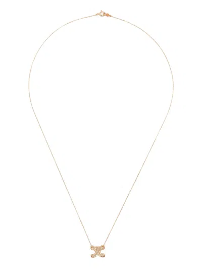 Charlotte Chesnais 18k Yellow Gold Letter X Diamond Necklace