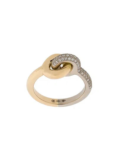 Charlotte Chesnais 18kt Yellow And White Gold Maxi Twin Pave Diamond Ring