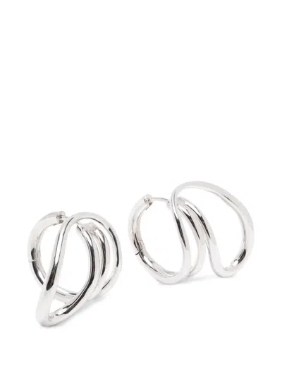 Charlotte Chesnais Creoles Round Trip Hoops Earings In White