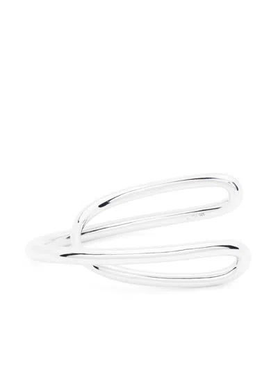 Charlotte Chesnais Initial Twisted Silver Cuff Bracelet In Silber