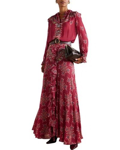 Charlotte Green Blouse & Skirt Set In Multi