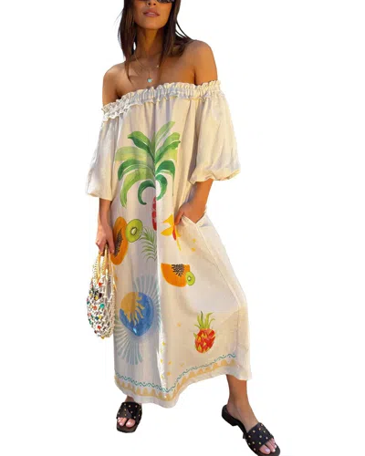 Charlotte Green Maxi Dress In White