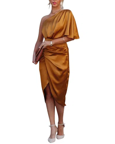 Charlotte Green Midi Dress In Metallic