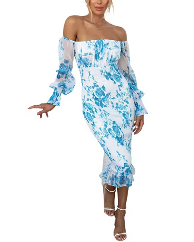 Charlotte Green Midi Dress In Blue