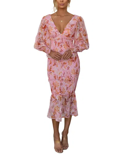 Charlotte Green Midi Dress In Pink