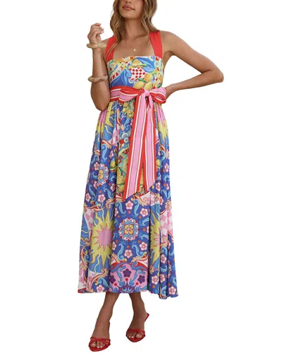 Charlotte Green Midi Dress In Pattern