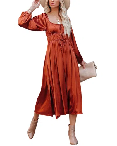 Charlotte Green Midi Dress In Orange