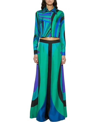 Charlotte Green Shirt & Pant Set In Multi