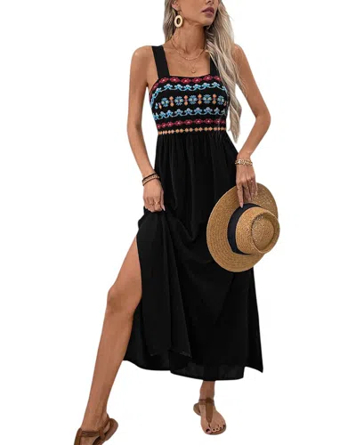 Charlotte Green Sleeveless Midi Dress In Black