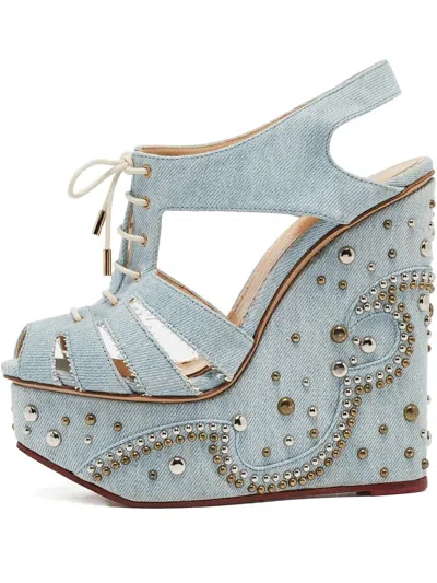Pre-owned Charlotte Olympia 140mm Denim Heeled Sandals