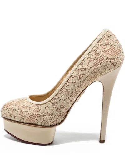 Pre-owned Charlotte Olympia 145mm Lace-embellished Pumps