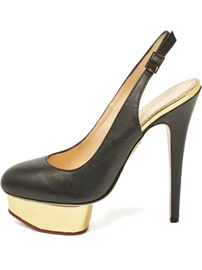 Pre-owned Charlotte Olympia 145mm Leather Heeled Pumps In Black