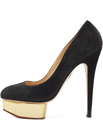 Pre-owned Charlotte Olympia 150mm Dolly Heeled Pumps In Black