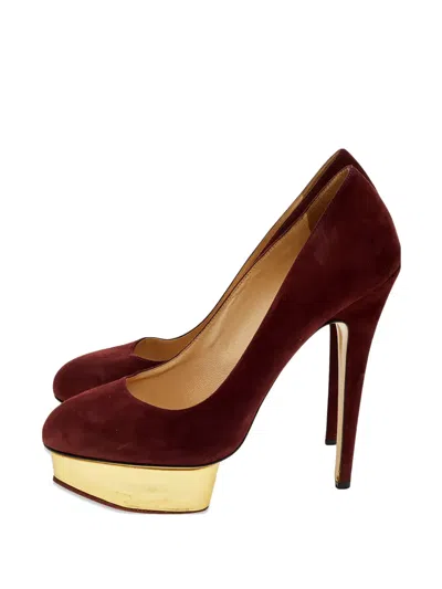 Pre-owned Charlotte Olympia 155mm Dolly Platform Heeled Pumps In Red
