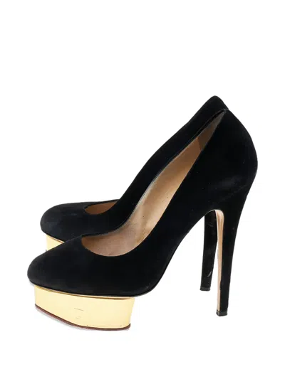 Pre-owned Charlotte Olympia 155mm Dolly Platform Pumps In Black