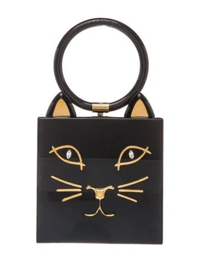 Pre-owned Charlotte Olympia Acrylic Top Handle Bag In Black