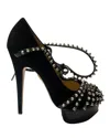 Charlotte Olympia Angry Portia Studded Platform Pumps In Black Suede In Black