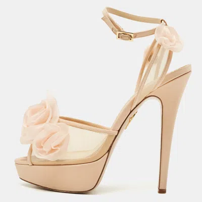 Charlotte Olympia Bege Mesh And Fabric Pomeline Platform Sandals