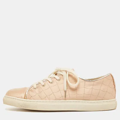 Charlotte Olympia Beige Leather And Satin Lace Up Sneakers In Neutral