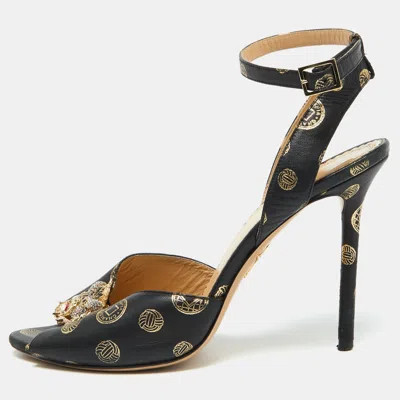 Charlotte Olympia Black Leather Ankle Strap Sandals