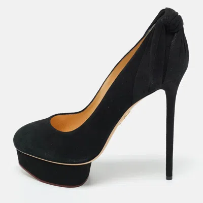 Charlotte Olympia Black Suede Eccentric Josephine Platform Pumps