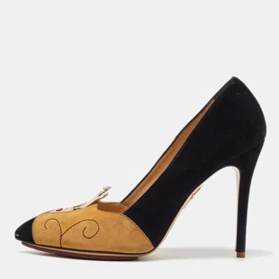 Charlotte Olympia Black/yellow Suede Sleeping Beauty Pumps