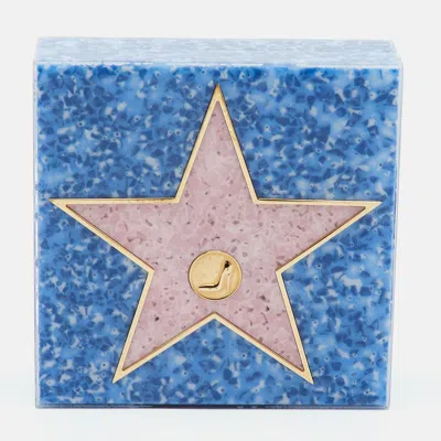Pre-owned Charlotte Olympia Blue Acrylic Hollywood Walk Of Fame Matchbox Clutch