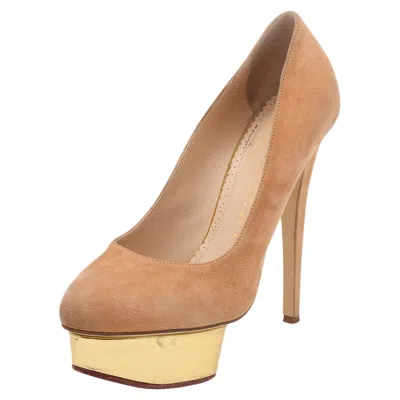 Charlotte Olympia Brown Suede Dolly Platform Pumps