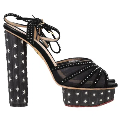 Charlotte Olympia Cactus Sandal Heels In Black Suede