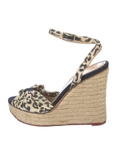 Pre-owned Charlotte Olympia Canvas Animal Print Espadrilles In Neutral