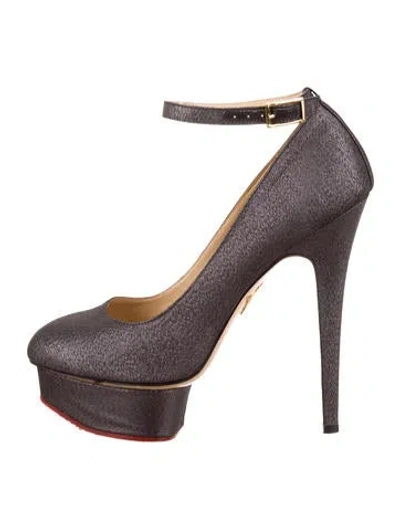 Pre-owned Charlotte Olympia Canvas Platform Pumps In Silver