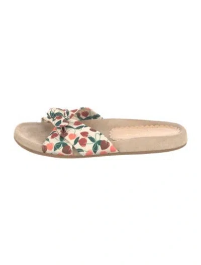 Pre-owned Charlotte Olympia Canvas Printed Slides In Neutral