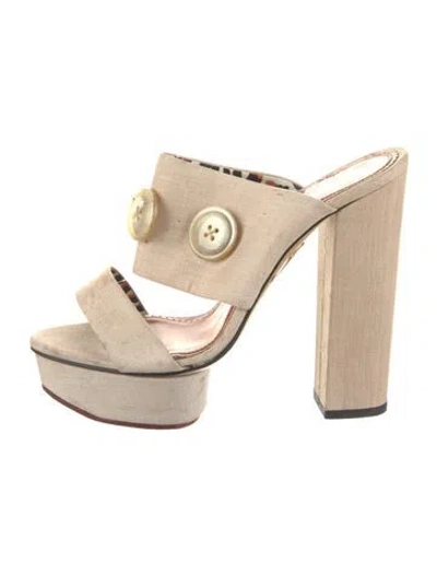 Pre-owned Charlotte Olympia Canvas Slides In Neutral