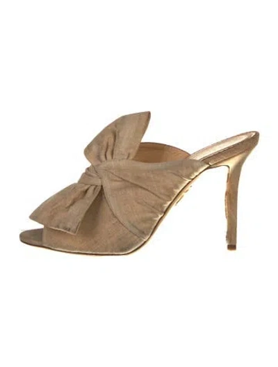 Pre-owned Charlotte Olympia Cashmere Bow Accents Slides In Neutral