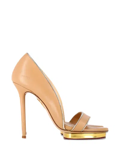 Pre-owned Charlotte Olympia Christine Metallic-trim Sandals In Neutral