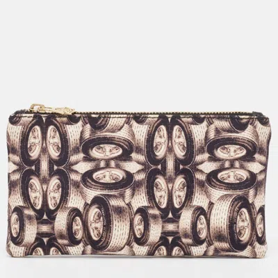 Charlotte Olympia Color Printed Fabric Zip Pouch In Beige