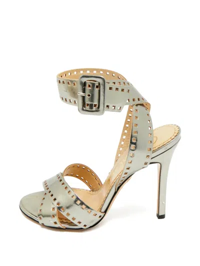 Pre-owned Charlotte Olympia Crisscross Sandals In Silver